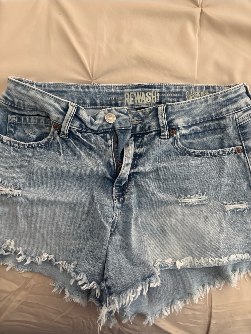Rewash Light Wash Distressed Denim Cutoff Shorts
